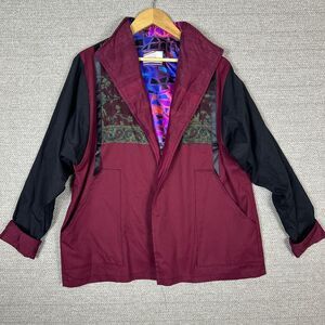 Vtg Bonnie Sz XL‎ Jacket Artsy Burgundy Paisley Boho Fairy Stageoach Coachella